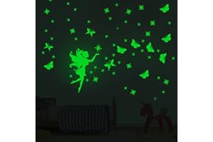 AIYONG Leuchtsterne Selbstklebend Wandtattoo Kinderzimmer Mädchen Leuchtsticker Fee Schmetterling Leuchtsterne Wandsticker Sternenhimmel Leuchtaufkleber Aufkleber Babyzimmer Deko für Mädchen Jungen