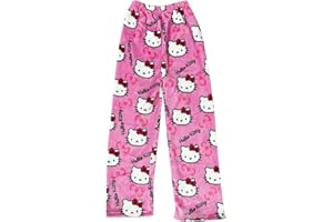 SASMOIYUG Pantalon de pyjama Kitty Flanelle douce Kawaii Pyjama Anime Confortable Dessin animé Décontracté Automne-hiver
