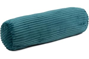 Gözze - Kuschelige Kissenrolle in Cord Optik, Ideal als Nackenstütze, 70 x 22 cm - Petrol