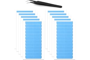 woleeup 240 Pcs Hair Extension Adhesive Tapes - Double Sided Waterproof Tape in Tape Replacement Hair Tape for Hair Extensions Wig Tape Beauty Tools with a Small Tweezers (4 x 0.8 cm, Blue)