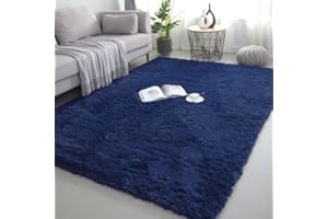 lekeplus Rugs Living Room Large Rugs Bedroom Anti Skid Rug Shaggy Soft Rug for Living Room Bedroom Play Area Kids Room Luxury Decorative(Navy Blue 80x160cm)