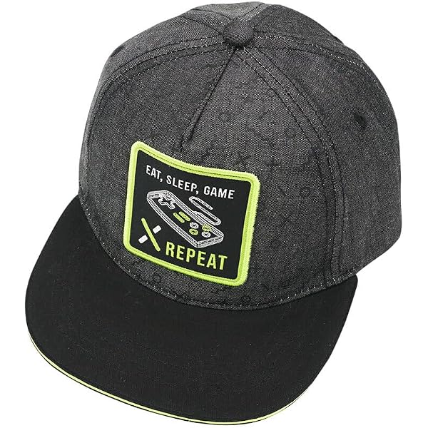 Maximo Kids Boy-Cap „Repeat“ Mit Snapback-Verschluss – Gaming-Motiv, Anthrazit Mit Neon-Akzenten