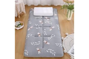 YOUGANG Futon, materasso da pavimento pieghevole, arrotolabile, tatami, singolo, matrimoniale, king size, futon giapponese, con retro antiscivolo (grigio, 90 x 200 cm)