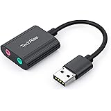 Externe USB Soundkarte TechRise USB auf 3.5mm Klinkenbuchse Stereo Audio Adapter Kabel External Sound Card für Headset, Lauts