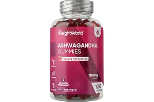 Ashwagandha Gummies – 1200 mg per portion – 120 veganska gummies – 2 månaders förbrukning – Naturlig hallonsmak – 2 per dagli