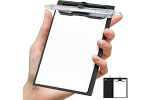 FRETONBA Portablocco A6 Mini, 2 Pezzi Cartellina Rigida con Pinza, Porta Block Notes con Portapenne per Organizer Documenti, Cartellina Portadocumenti per Ufficio, Ristorante, Scuola, Nero