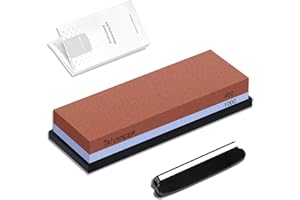 Trilancer Schleifstein 400/1000, Abziehstein Wetzstein, Doppelseitiger Messerschärfer Wasserstein für Messer, mit Rutschfestem Halter Anleitung Schleifhilfe