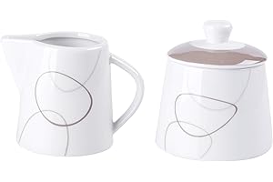VEWEET NIKITA Juego de Porcelana Combi-Set de Cerámica con Jarra de Leche y Azucarero (2 Unidades con la Tapa)