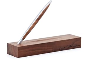 Pininfarina Cambiano Classic Ethergraf Alum | Instrumento de Escritura | Italia | Cuerpo en Aluminio con Detalles y Base en Pura Madera de Nogal | Regalo Objeto de Decoración
