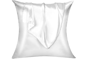 ‎LIREX Lirex 2er Set Satin Kissenbezug 50x50cm, kissenbezüge, Weich wie Seidenkissenbezug, Satin Kopfkissenbezug Kissenhülle für Haar und Haut kommt，Oeko-TEX Zertifiziert, Weiß