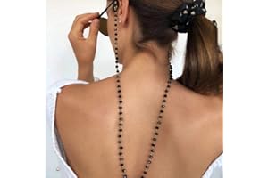 IYOU Chaîne de Lunettes de Soleil Bohème Cristal Noir avec Strass - Chaîne de Lunettes de vue de rue - Cordon de Lunettes de Plage Anti-perte - Accessoires de Lunettes pour Femmes et Filles