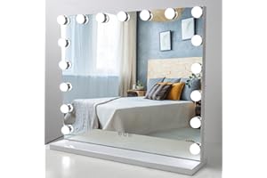 LIANWANG Hollywood Makeup Mirror,Large Vanity Mirror with Lights Dimmable LED Bulbs Touch Control Design Cosmetic Mirror Tabletop Mirror for Bedroom Dressing Room 17 Bulbs (80 * 62cm)