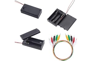 WJUAN AA Battery Holder Kit – 3-Piece Battery Case Set (2×3V, 1×4.5V) with On/Off Switch, 15cm Cable & 5 Alligator Clips for DIY Projects