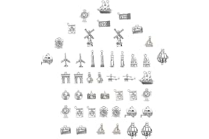 SUNNYCLUE 1 Scatola 80 Pezzi 20 Stili Ciondoli da Viaggio Bulk Lega Veicolo Nave Castello Palloncino Ciondoli Viaggiatori Allarme Terra Stile Tibetano per Creazione di Gioielli Ciondoli Braccialetti