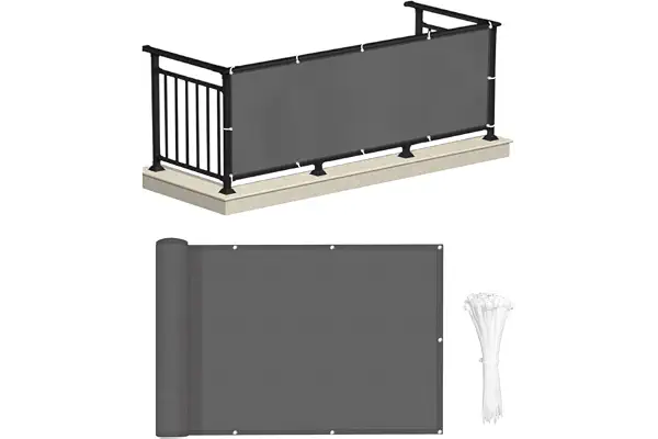 LOVE STORY Privacidad de Balcón y Pantallas 90x300cm Opaque Polyster(PES),Protección UV,Impermeable,Malla de Ocultación para Jardín Exterior,Resistente al Viento,con Ataduras de Cables,Antracita
