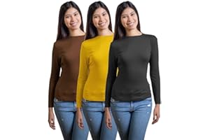 TEX LEAVES Pack de 3 Camisetas Manga Larga - Tejido Stretch de Tacto Aterciopelado
