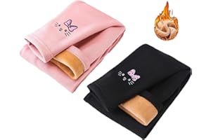 TUANMOZI 2er Pack Thermoleggings Mädchen Gefütterte Winter Leggings mit Fleece Warme Hosen für Kinder Jungen und Mädchen 2-7 Jahre