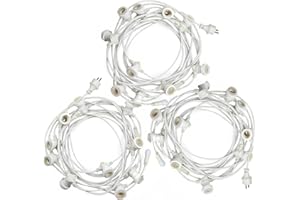 M MU MU 30M Catena Luminosa Esterno LED Catenaria 30 Portalampada E27 Da 3 * 10 Metri Cavo Bianco Prolungabile Fino a 1000W IP54 Outdoor Giardino Matrimonio|30 M, BIANCO [Classe efficenza energetica: A]