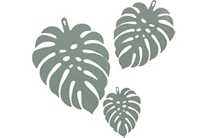UNUS Monstera Lot de 3 crochets muraux en métal : feuilles tropicales vertes noires ou rouillées avec crochet de suspension pliable pour aspect 3D, décoration murale moderne pour intérieur et