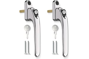 Bwintech 2 Pcs in-Line Polished Chrome UPVC Zinc Window Handle, 43mm Spindle for Indoor and Outdoor upvc Window