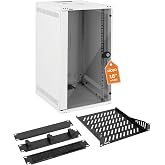 Tecmojo 10 Inch 12U Wall Mount Network Cabinet, 330mm Depth, with Rack Shelf, Brush Panels, Cable Organizer, 50kg, Glass Door