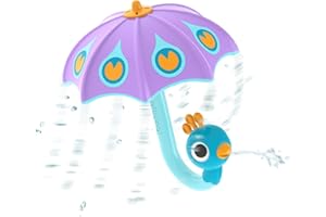 Yookidoo Fill N Rain Bath Toy - Interactive Peacock Umbrella Bathtub Play for Babies & Toddlers - Fun and Educational Water Game with Bubbles and Rainfall Effect for 1-2-Year-Olds (Purple)