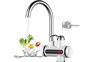 NASTOPEE Instant Hot Water Tap, Electric Tap UK Plug, 220V 3000W Electric Hot and Cold Mixer Water Faucet with LED Digital Display for Kitchen Bathroom