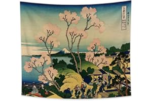 YONGFOTO 180x160cm Ukiyo-e Tapestry Mount Fuji 36 Views Room Wall Hanging the Fuji from Gotenyama at Shinagawa on Tokaido Landscape Wall Art Japanese Traditional Painting Toyo Style Tapestries