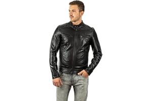 BORGHESE - PELLETTERIA ARTIGIANALE Pelletterie Borghese, Giacca Giubbotto Biker da Uomo, Vera Pelle, Vestibiltà Slim Fit, Lavorazione Artigianale Made in Italy, Ideale per Moto e Motociclista, Colore Nero, Modello A531