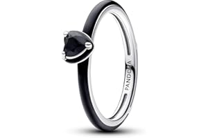 PANDORA ME - Anello in argento sterling con cristallo nero a forma di cuore e smalto nero