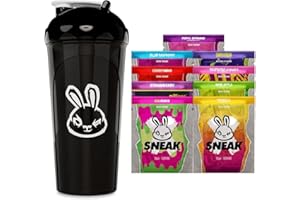 ‎SNEAK SNEAK | Starterpaket | In-Game Focus Boost Energiegetränk, zuckerfrei, kalorienarm, vegan | 9 Portionen und einfarbiger Shaker