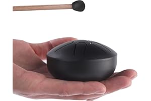 LeSage Buddha Stone Steel Tongue Drum, 3 Inch, 6 Note - Ethereal & Yoga Drum, Musical Percussion Instrument, Black