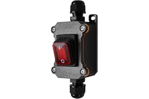 BHOULANDI IP66 Waterproof Inline Switch, Red Button Inline Cord Switch AC 220V/DC 12-24V 30A High Current Power Smart Switch DPST 4 Pin, On/Off Rocker Switch for Outdoor Use Electrical Appliances (DC12-24V)