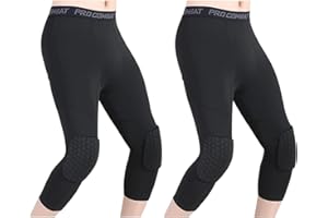 HULG Spodnie Do Koszykówki Z Nakolannikami, Spodnie Kompresyjne Z Kolanami, Spodnie Kompresyjne 3/4 Do Koszykówki, Piłki Nożnej, Baseballu