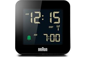 ‎BRAUN Braun Digitaler Funkwecker Mitteleuropäische Zeitzone (MEZ) mit Schlummerfunktion, Negatives LC-Display, Schnelleinstellfunktion, Crescendo-Alarm in Schwarz, Modell BC09B-DCF.