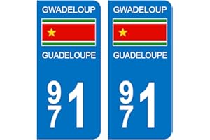 HADEXIA Autocollant Stickers Plaque d'immatriculation Voiture Auto 971 Guadeloupe DROM