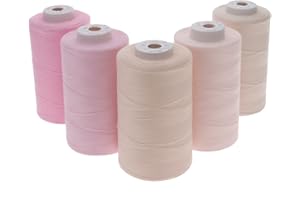 SEWFIL Dacor 120 - Pack de 5 bobinas de hilo de coser de poliéster (5 conos x 5.000 metros) - Mix 04 Rosé