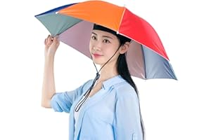 Virtcooy UV Protection Umbrella - Folding Umbrella Hat for Adults and Kids - UV Protection Sun Rain Umbrella Hat Elastic Outdoor Headwear for Fishing, Golf, Hiking