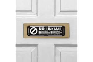 Goodvia 2x No Junk Mail Sticker for Letterbox 6.3x1.77inches Metal Aluminum Sign Self Adhesive for Front Door Wall Signs Rust Free UV Resistant and Waterprooff