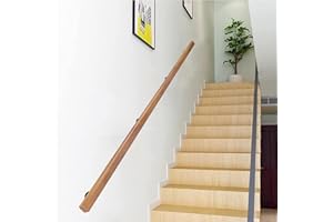 KEPMOGOH Wooden Stair Handrails 50-600cm, Wall Mount Elderly Railings Safety Hand Support Rail Corridor Rod, Wood Rail for Staircase, Lofts Decking Banister, Grab Bar Kit (Wood, 240cm)
