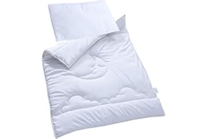 RLS MAHAM Baby Cot Bed Duvet and Pillow Set (120 x 90 cm) Moon and Cloud Design | Soft & Breathable Baby Quilt Set (120 x90 cm)