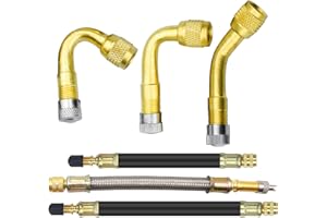 Extensiones de VáLvula,CHENKEE 6 pzs Válvula Neumático de Extensor de Válvula Extensión de Vástago Adaptador de Rueda Ángulo Metal Manguera Bomba Inflado de Neumático para Motocicleta Coche Bicicleta