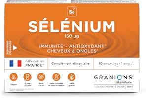 Granions® SÉLÈNIUM 150 µg - 30 ampoules = 30 jours - Immunité - Antioxydant - Cheveux & ongles - 150 µg de Sélénium - Made in France