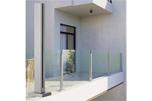 JYHHCYS Ringhiera Vetro scale interne esterni Ringhiera Quadrata In Vetro, In acciaio inossidabile 304,Balaustra Per Montaggio a Pavimento Colonna Ringhiera Pannelli In Vetro Palo con Kit Complet