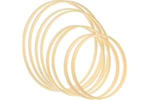 Sntieecr 8 Stück 4 Größen Bambus Blumenkranz Holz Makramee Bambusringe Traumfänger Bastelrahmen Set für DIY Hochzeitskranz und Wandbehang Basteln (12/15/20/25 cm)
