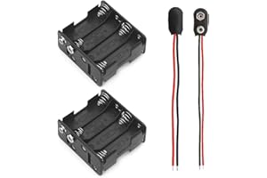 CHENYU 2 Stück 8 × 1.5V AA Schwarz Batteriehalter Gehäuse Fall Kunststoff Akku Aufbewahrungsbox mit Batterie Anschluss Kabel Kabelenden Wire Leads