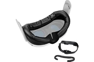 VR Facial Interface för Meta Oculus Quest 3 från MMOBIEL – Face Cover Pad för Quest 3 - Avtagbart Fäste Ansiktsgränssnitt - VR-Tillbehörssats med Näsplatta mot Läckage & Mjukt PU-Läderöverdrag –