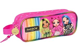 Safta- Trousse Double Rainbow High 21 x 8 x 6 cm, 812220513, Multicolore