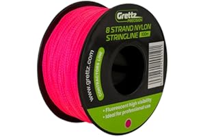 Grettz 100 m Heavy-Duty 8-Braid Nylon Stringline – High-Visibility Pink Bricklaying & Landscaping Line for Masonry, Construction & DIY Projects