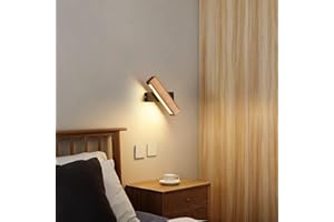 SENQIU Lampa ścienna LED do wnętrz, nowoczesna lampa ścienna z drewna, 5 W, obracana o 360°, oświetlenie ścienne LED, do wnętrz, temperatura barwowa 3000 K, do sypialni, salonu, korytarza, schodów (ciepłe światło)